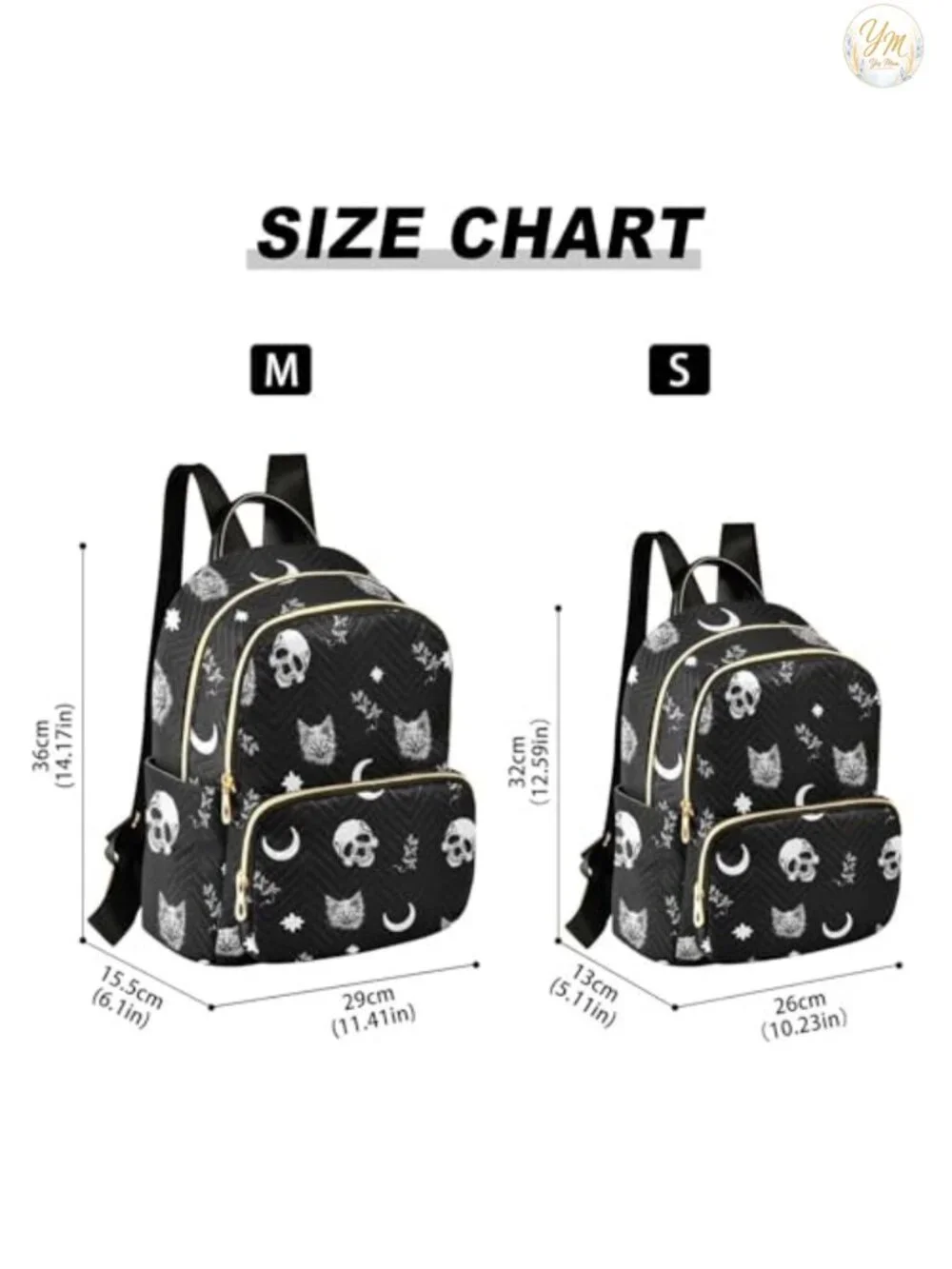 Women Fashion Backpack Purse Gothic Rucksack Water Resistant